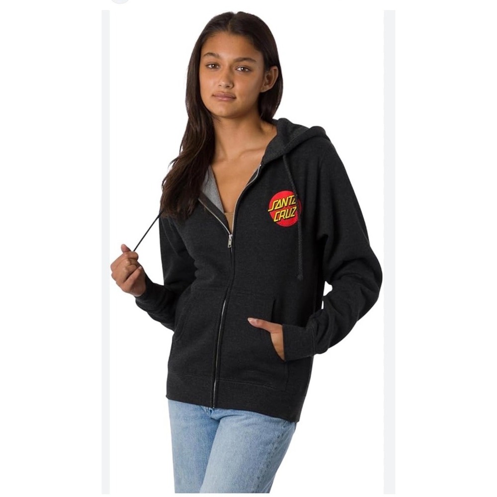 Santa Cruz Skateboards Dark Gray‎ Hoodie Full Zip Big Dot Size Youth XLarge EUC